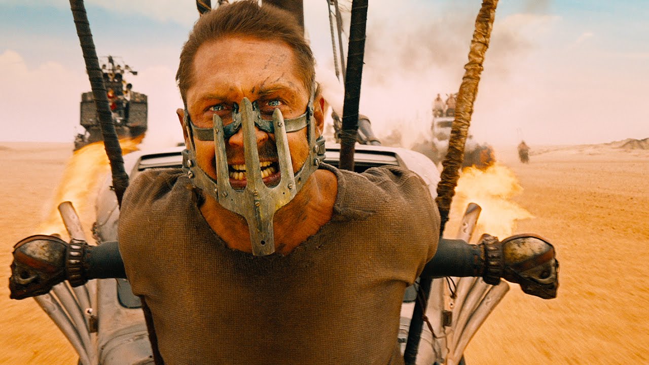 Figure 1: Scene from Mad Max:Fury Road where Tom Hardy plays Max. This is how I felt with a mask on and facing the post-apocalyptic world.